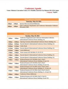 11 conference agenda format templates  free sample example format agenda itinerary template excel