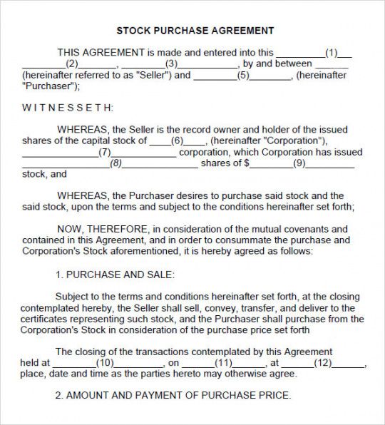 11 stock purchase agreement templates to download  sample templates nventory agreement template