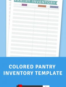 colored pantry inventory template  printable pdf pantry inventory template excel