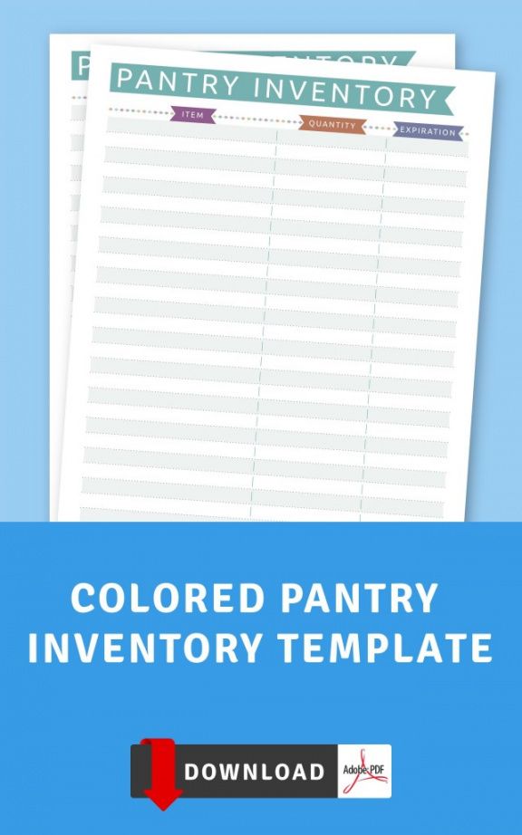 colored pantry inventory template  printable pdf pantry inventory template excel