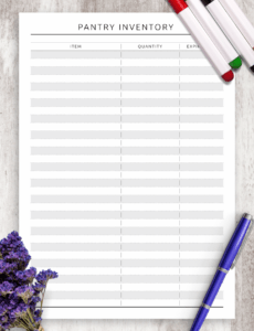 download printable pantry inventory  original style pdf home food inventory template pdf