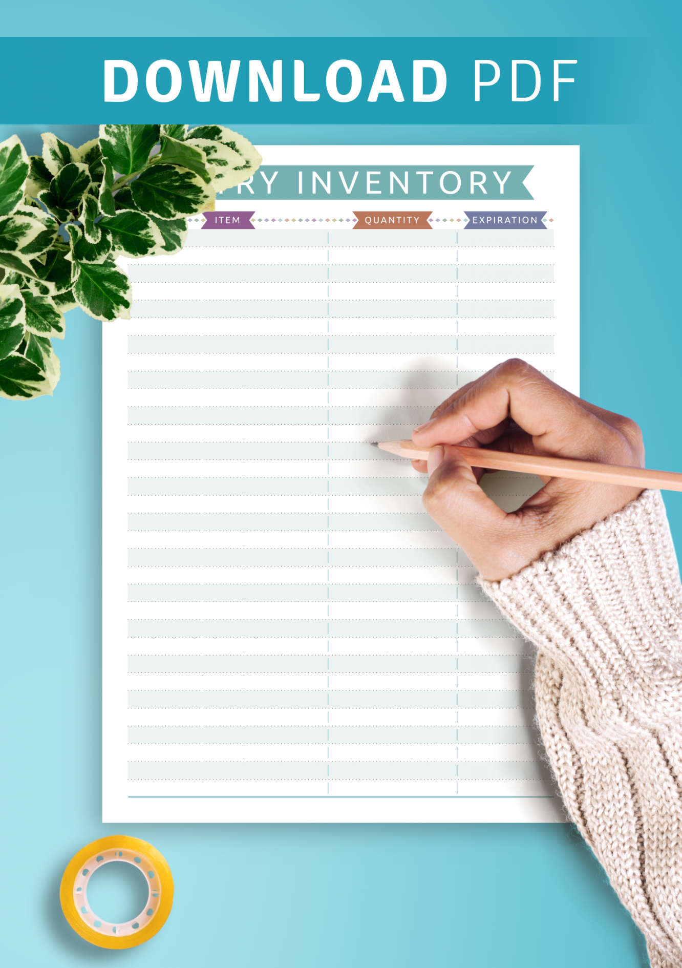 editable download printable pantry inventory  casual style pdf pantry inventory template pdf