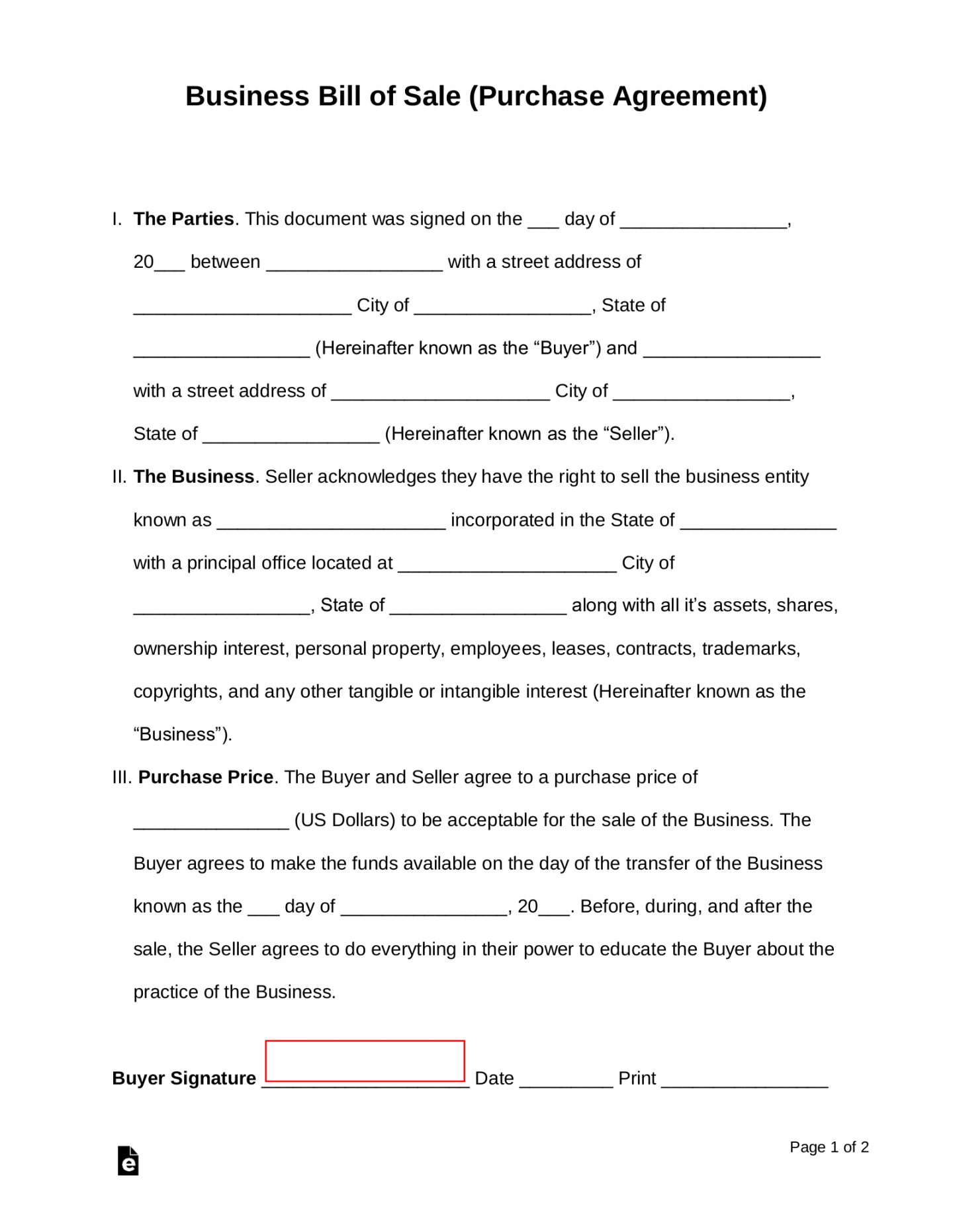 free business bill of sale form purchase agreement  word  pdf  eforms nventory agreement template excel