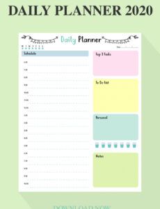 free free printable daily planner template pdf free download agenda itinerary template pdf