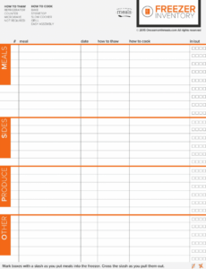 freezer inventory template  once a month meals download printable pdf monthly inventory template example