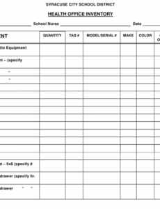 health office inventory template  syracuse city school district medical supply inventory template pdf