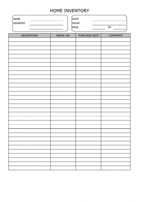 home inventory spreadsheet printable pdf download household inventory template pdf