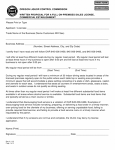 oregon written proposal for a full onpremises sales license sales commission proposal template doc