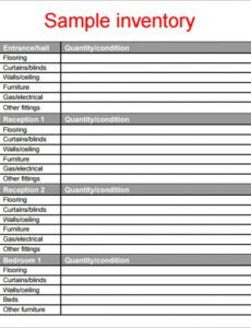 printable 10 property inventory templates  sample templates tenancy inventory template word