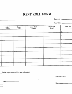 printable 6 rent roll templates  word templates landlord itinerary template word
