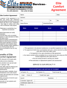 printable elite hvac services llc air conditioning &amp;amp; heating service agreements air conditioning maintenance proposal template word