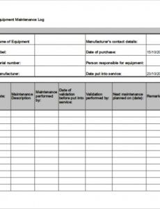 printable equipment maintenance log template  charlotte clergy coalition heavy equipment inventory template excel