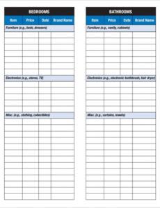 printable inventory checklist template  26 free word excel pdf documents numbers home inventory template word