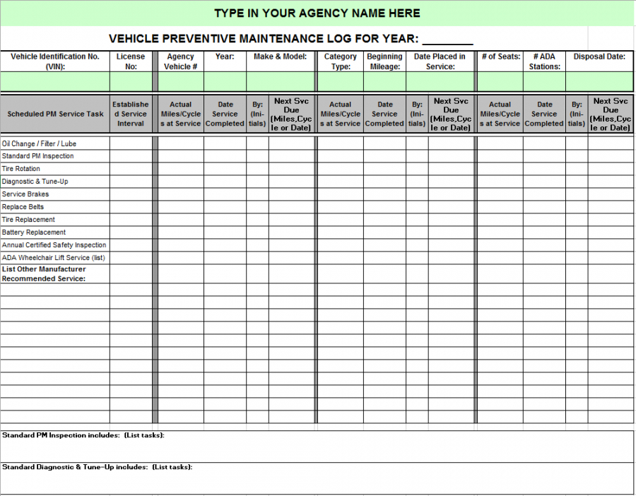 printable maintenance log ms excel archives  templatehub fleet maintenance proposal template example