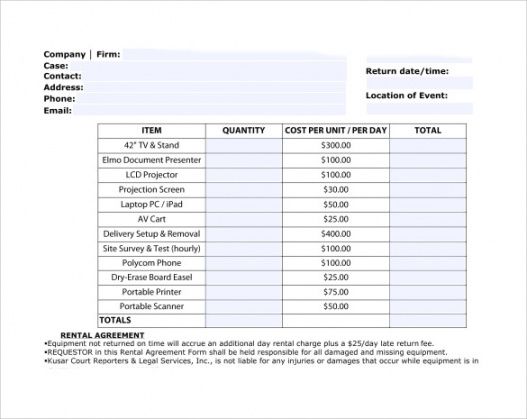 sample free 13 sample rent invoice templates in pdf  ms word heavy equipment inventory template pdf