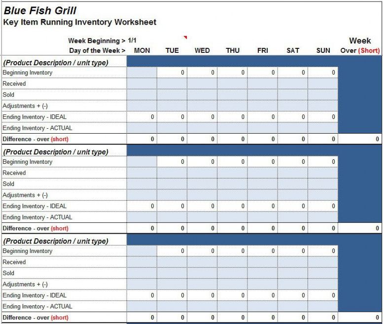 sample key item running inventory worksheet training inventory template excel