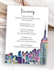 sample new york city skyline itinerary nyc art design template  etsy artist itinerary template doc