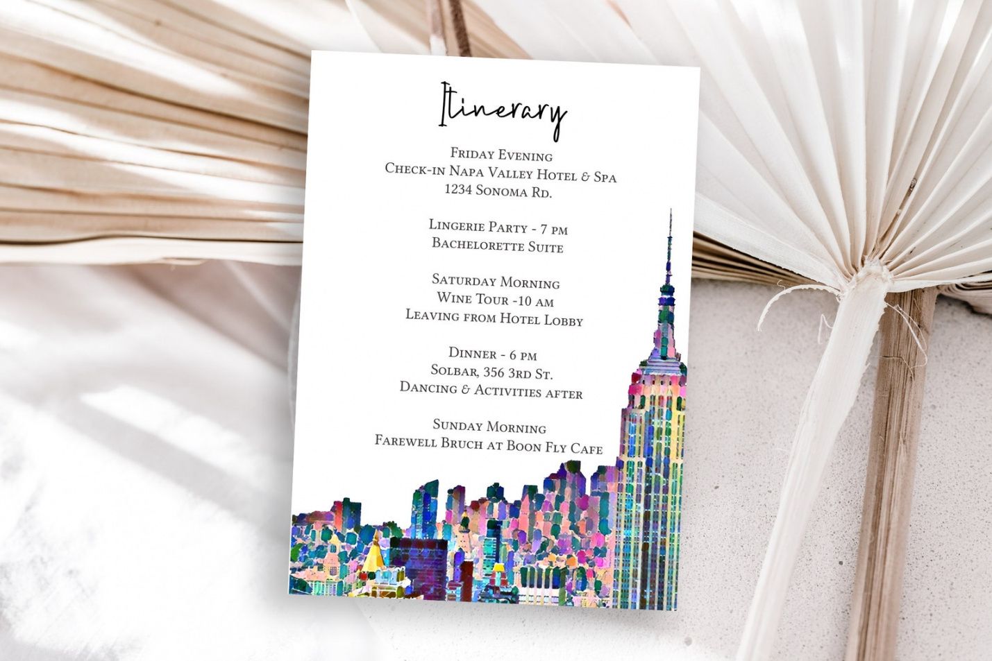 sample new york city skyline itinerary nyc art design template  etsy artist itinerary template doc