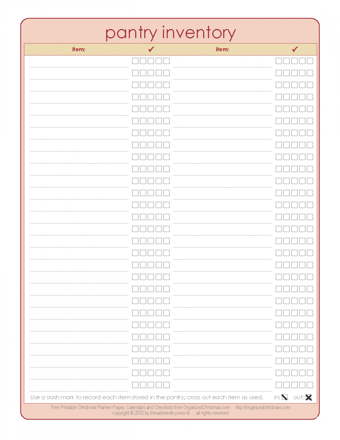 sample pantry inventory  organized christmas kitchen inventory template example