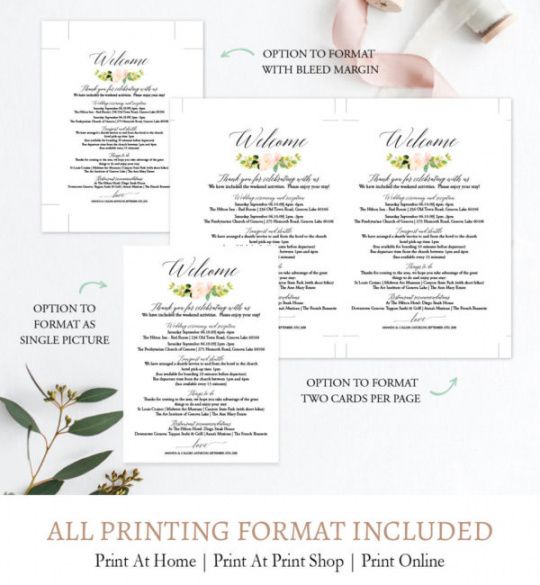 sample printable wedding itinerary template editable welcome letter floral reception itinerary template word