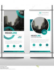 editable green circle business roll up banner flat design template abstract flat banner design template example