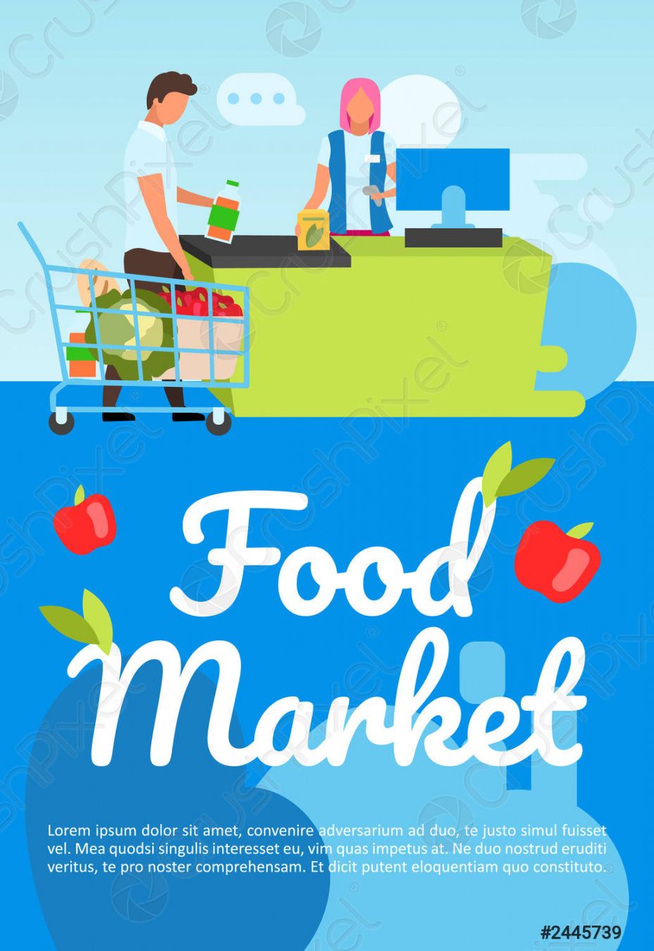 free food market poster vector template grocery store shopping brochure supermarket banner design template pdf