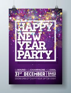 free new year party celebration poster template illustration with typography banner flyer design template example