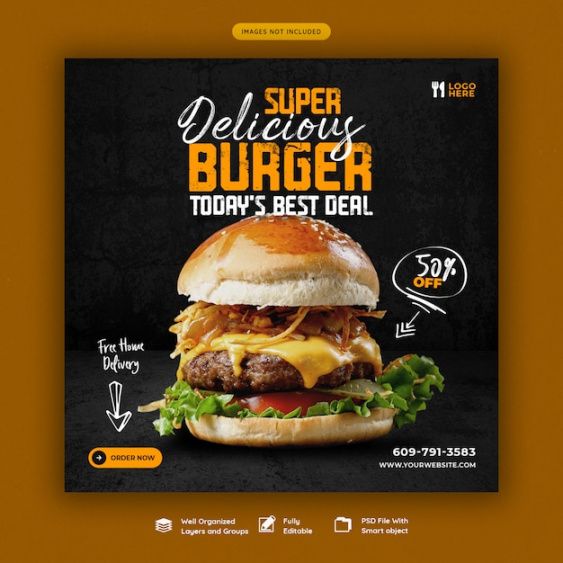 premium psd  delicious burger and food menu social media banner template menu banner design template