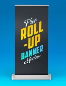 printable free retractable rollup banner mockup psd set  good mockups retractable banner design template excel