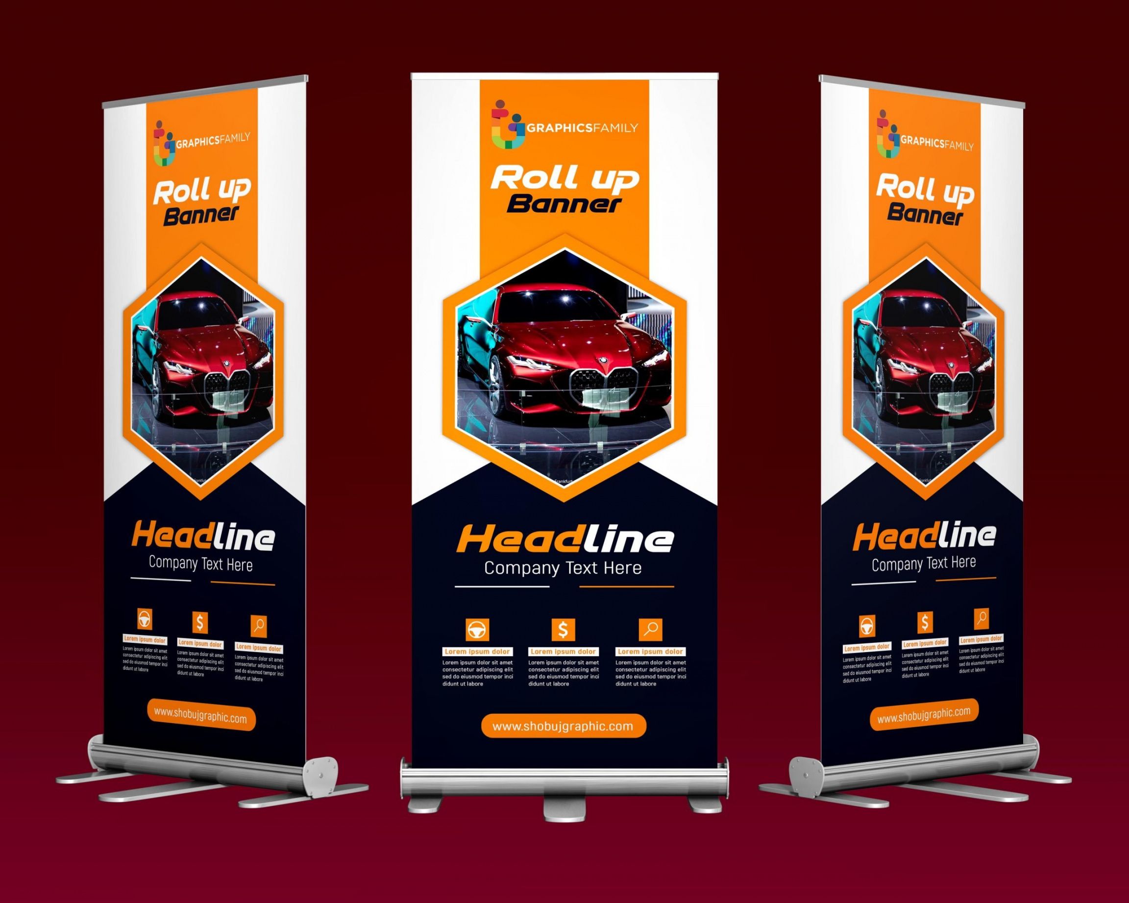 printable rent a car free roll up banner design psd template  graphicsfamily vertical banner design template pdf