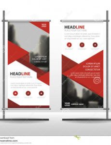 red triangle business roll up banner flat design template abstract flat banner design template word