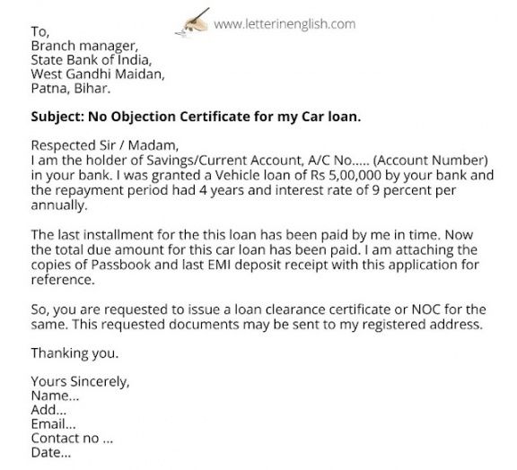 editable loan closure letter format sample  application for noc from bank under new management letter template example
