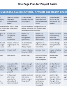 editable project management 101  one page plan for project basics resistance management plan template excel