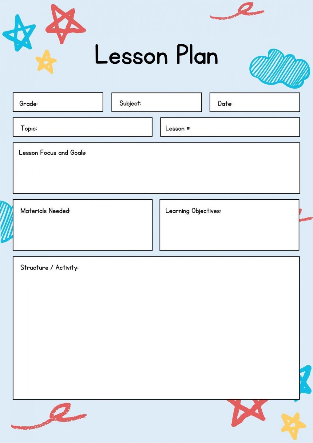 Printable Lesson Plan Templates You Can Customize For Free Canva ...