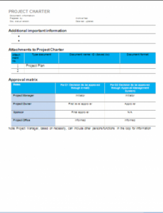 sample project management  project charter  sample 1 charter project management template excel