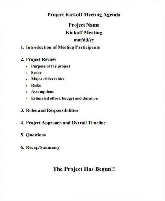 free 41 meeting agenda format  free &amp; premium templates project management kick off meeting template pdf