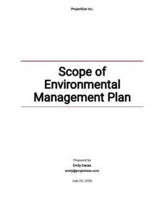 free scope management plans templates  format free download  template safety and environmental management plan template example