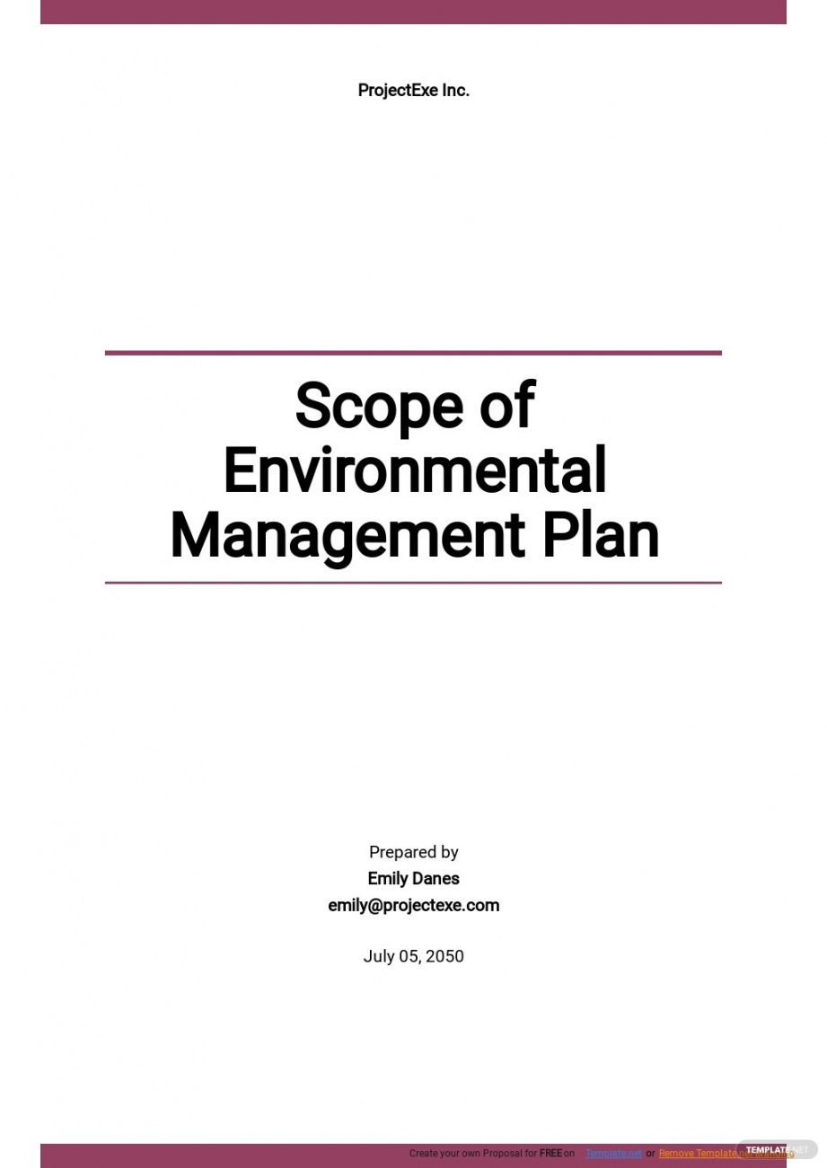 free scope management plans templates  format free download  template safety and environmental management plan template example