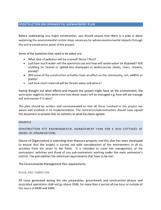 printable constructionenvironmentalmanagementplan safety and environmental management plan template