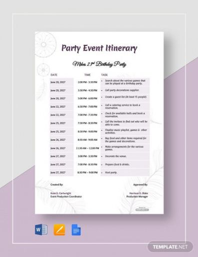 printable free party event itinerary template download 74 itinerary in new york trip itinerary template word