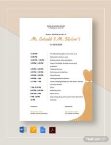 printable modern wedding itinerary template  google docs word  template wedding day of itinerary template