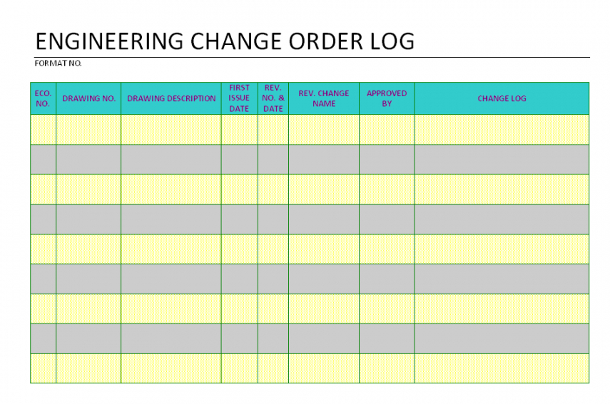 sample engineering change order log format  samples  word document download change log template project management example