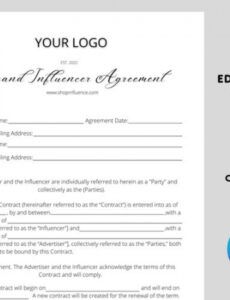 brand ambassador agreement template social media influencer  etsy influencer brand ambassador proposal template pdf