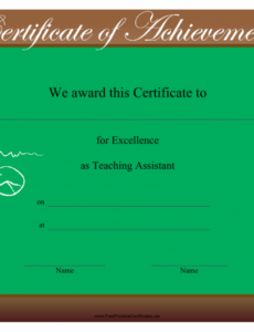 editable green teaching assistant certificate of achievement template download teaching assistant performance management template