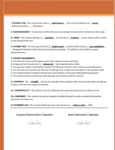 editable influencer contract template brand ambassador contract  etsy influencer brand ambassador proposal template example