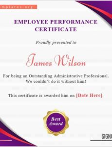 employee performance certificate template  word templates for free staff performance management template