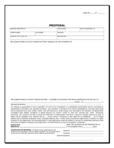 free construction proposal template  printable form templates and letter proposal for new position template pdf