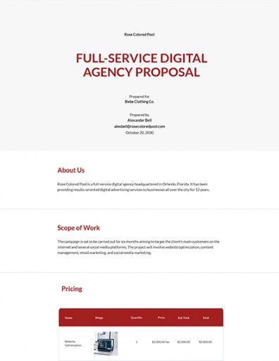 free free agency proposal templates  word  google docs  template digital marketing agency proposal template doc