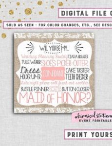 free maid of honor proposal card burlap and lace by whimsicalstationery maid of honor proposal template