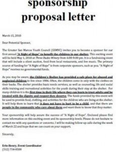 printable proposal for event sponsorship letter  gotilo charity event sponsorship proposal template excel